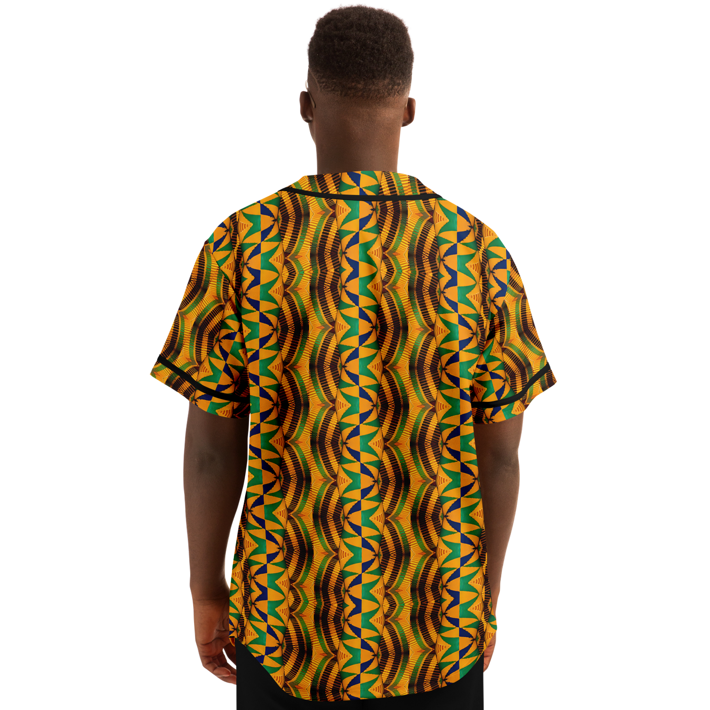 Men's African Kente Geometric Pattern All-Over Print Baseball Jersey