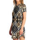 Women's Neutral Geometric Floral Pattern All Over print T-Shirt Dress