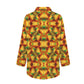 Women's Vibrant African Kente Geometric Pattern All Over Print Long Sleeve Curved Hem Shirt