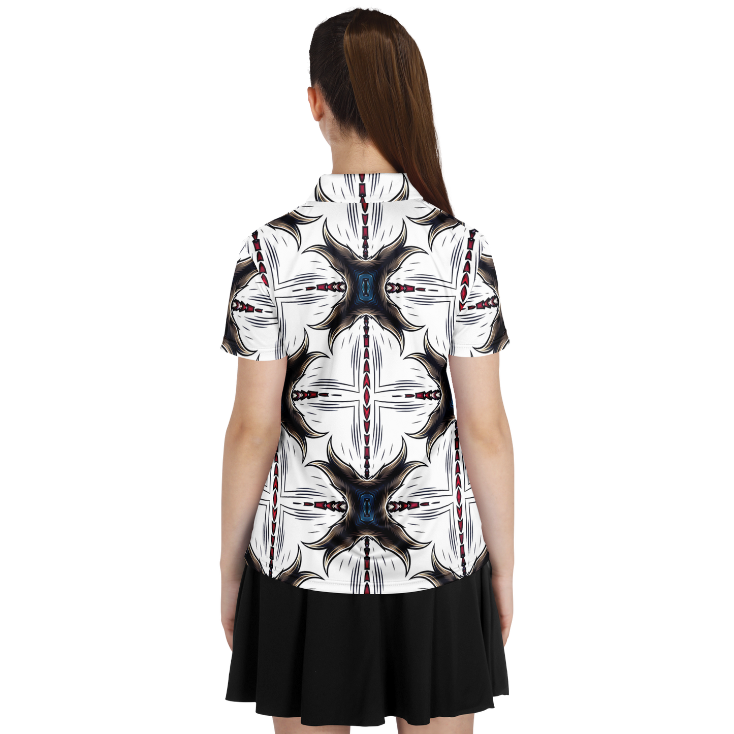 Women's Abstract Symmetry Pattern Polyester Polo Shirt