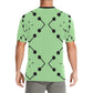 Men's Bold Green Geometric Black Dot-Node Pattern All-Over Print  Crew Neck T-Shirt
