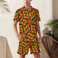 Men's Vibrant African Kente Geometric All-Over Print Zip-Up Polo Set