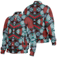 Women's Red, Green & White Teal Aztec Geo Pattern All-Over Print Baseball Jacket