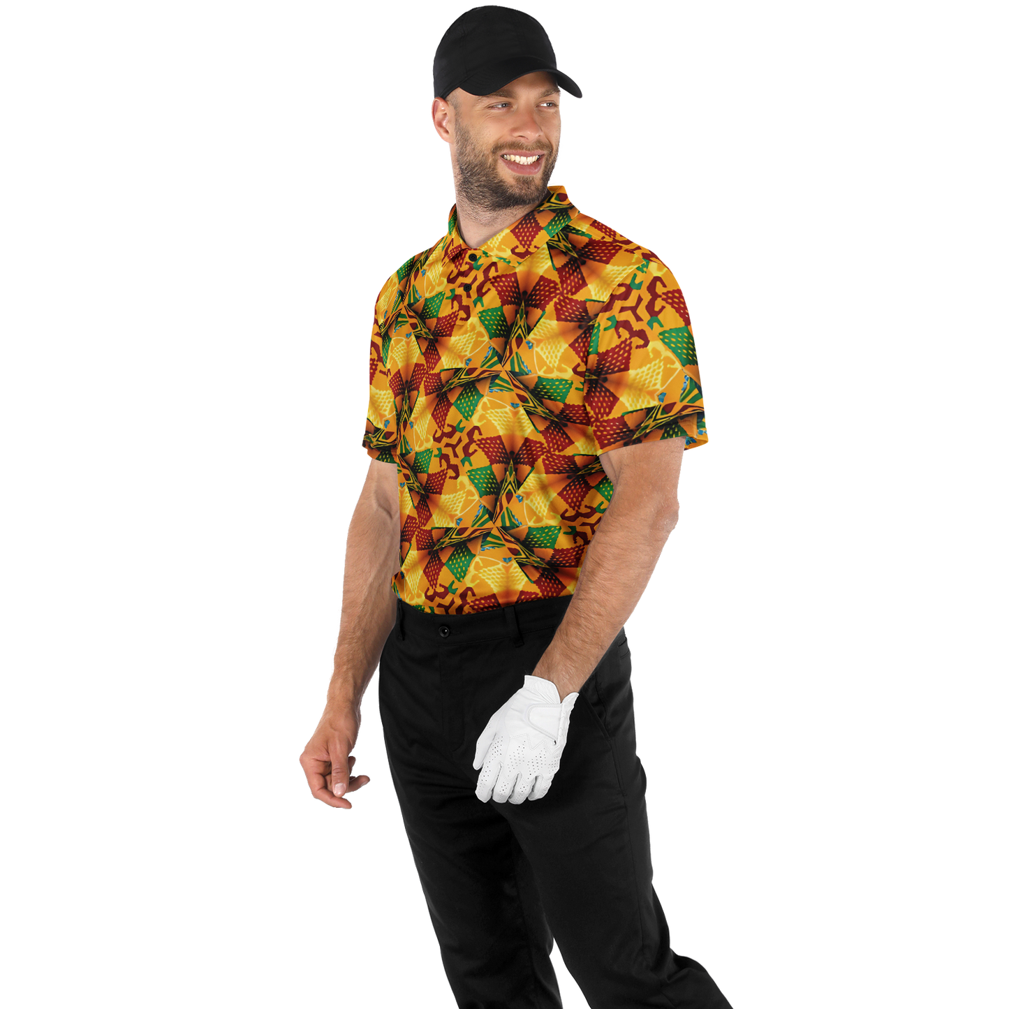 Men's Vibrant Autumn Kaleidoscope Polyester Polo Shirt