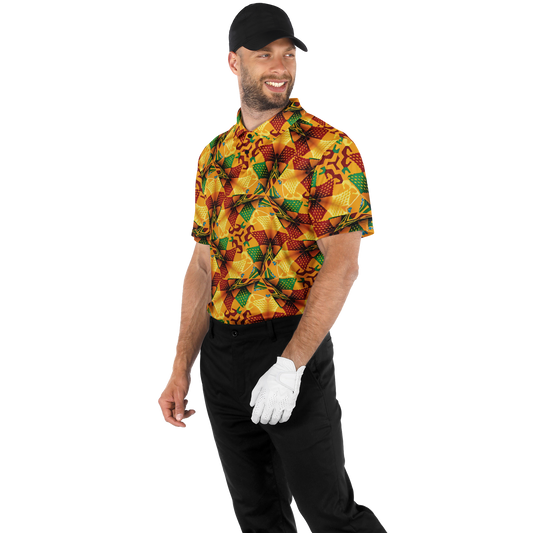 Men's Vibrant Autumn Kaleidoscope Polyester Polo Shirt