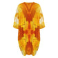 Women's Abstract Orange Flame Pattern All Over Print Oversized T- Shirt Loungewear