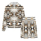 Men's Brown & Black Kaleidoscope Pattern  All Over Print Lightweight Sun Hoodie & Shorts Set
