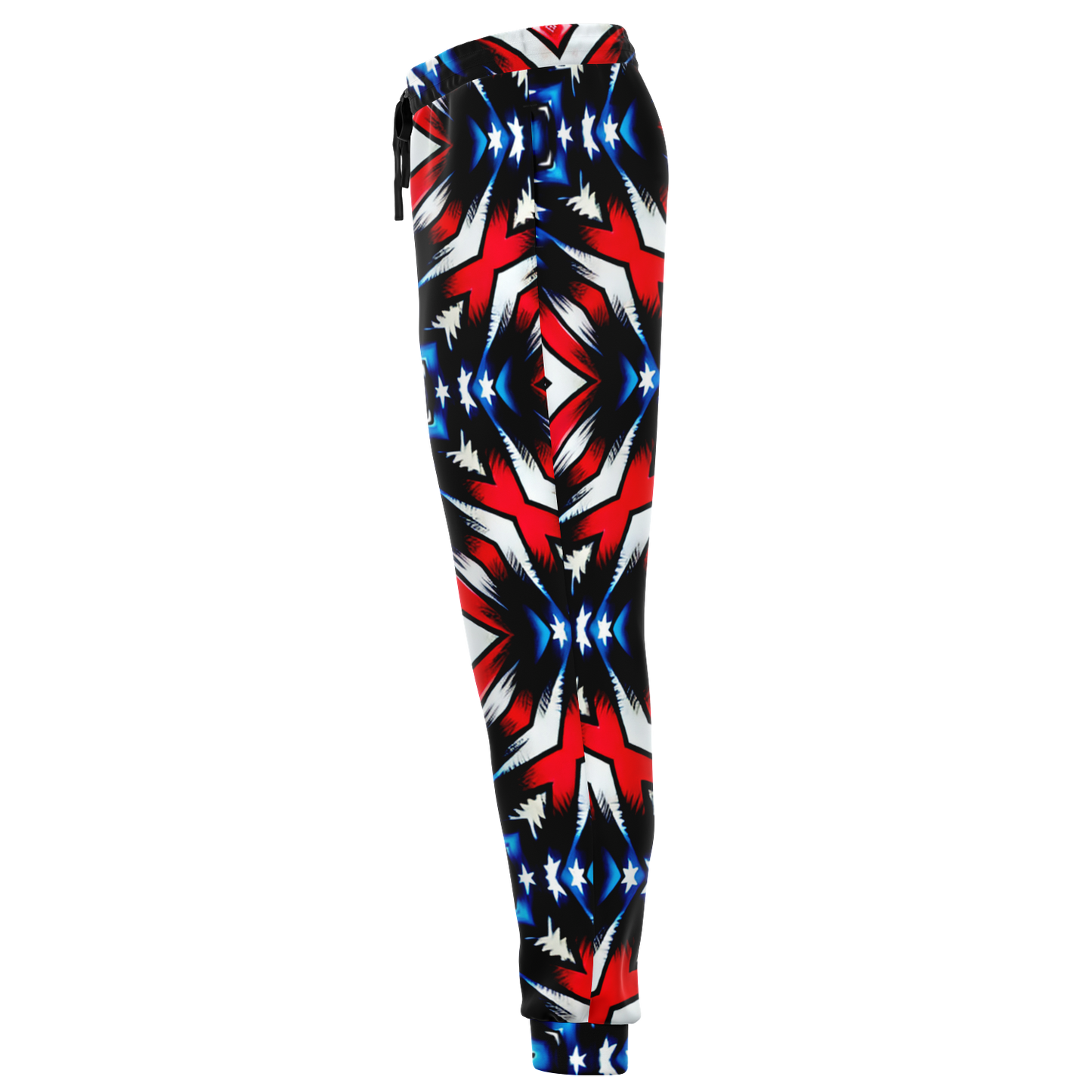 Men's Red White Blue Geometric Pattern All-Over Print Athletic Jogger