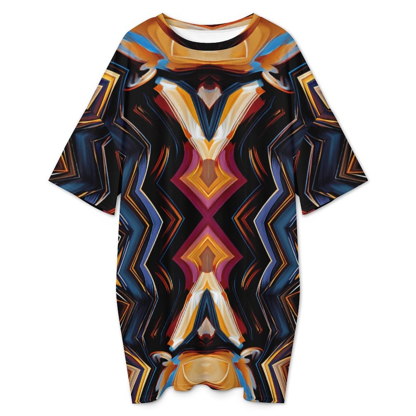 Women's Bold Geometric All-Over Print Oversized T- Shirt Loungewear