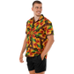 Men's African Kente Geometric Pattern All-Over Print Spread Collar Short Sleeve Button-Down Shirt