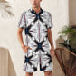 Men's Kaleidoscope Geo Pattern All-Over Print Zip-Up Polo Set