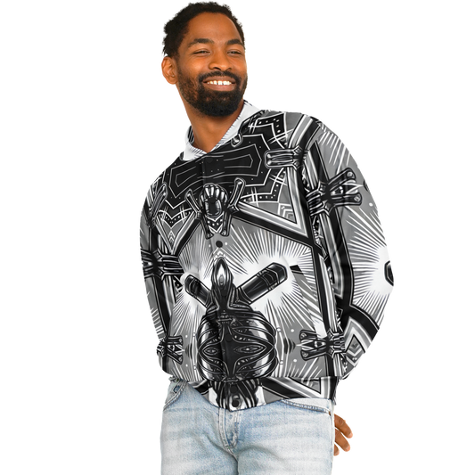 Men's Monochrome Kaleidoscope Pattern Men's All Over Print Baseball Jacket