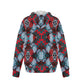 Men's Red, Green & White Teal Aztec Geo Pattern All-Over Print Fleece Full-Zip Hoodie