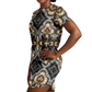 Women's Neutral Geometric Floral Pattern All Over print T-Shirt Dress