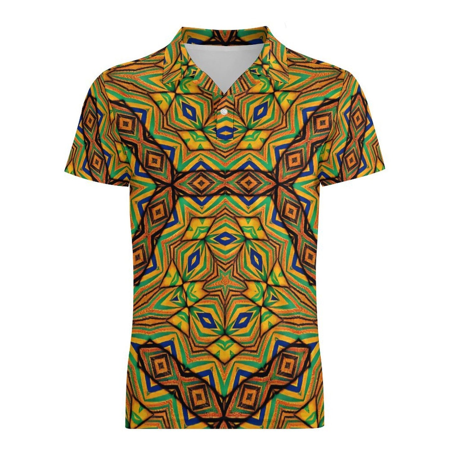 Men's Kaleidoscope Geo Pattern All-Over Print Premium Ice Silk Polo Shirt