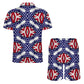 Men's Patriotic Stars & Stripes All Over Print Zip-Up Polo Set