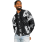 Men's Black & White Geometric Pattern All Over print All Over Print Baseball Jacket