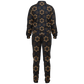 Men's Geometric Floral Pattern in Black & Brown Track Jacket and Pants