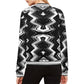 Women's Black & White Geometric Pattern All-Over Print Bomber Jacket for Women