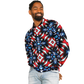 Men's Red White Blue Geometric Pattern All-Over Print Baseball Jacket