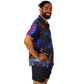 Men's Blue & Red Kaleidoscope Pattern All Over Print Spread Collar Short Sleeve Button-Down Shirt