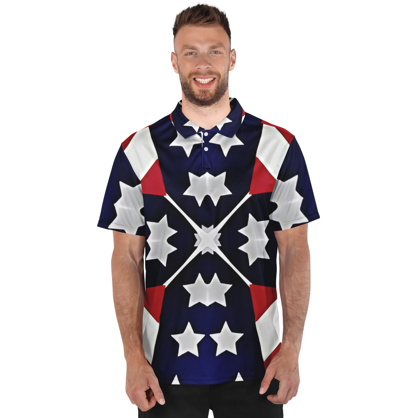 Men's Patriotic Star Flag Polo Shirt