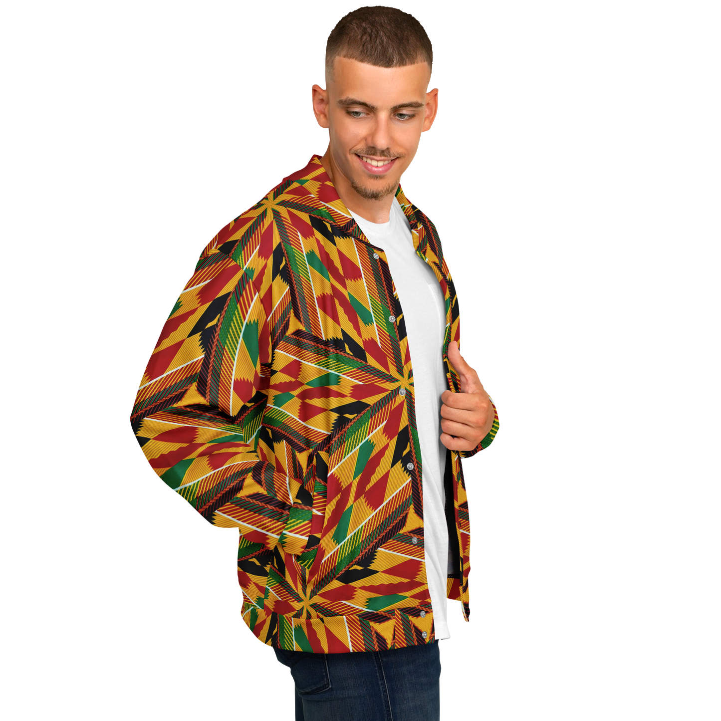 Men's Vibrant African Kente-Inspired Pattern All-Over Print Baseball Jacket