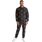 Men's Geometric Floral Pattern in Black & Brown Track Jacket and Pants