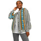 Women's Striped Retro Blue & Orange Patten All Over Print Baseball Jacket