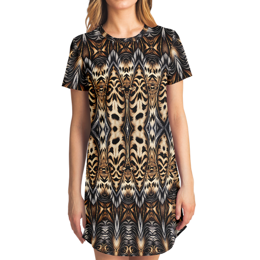 Women's Leopard Trendy Geometric Pattern All-Over Print T-Shirt Dress