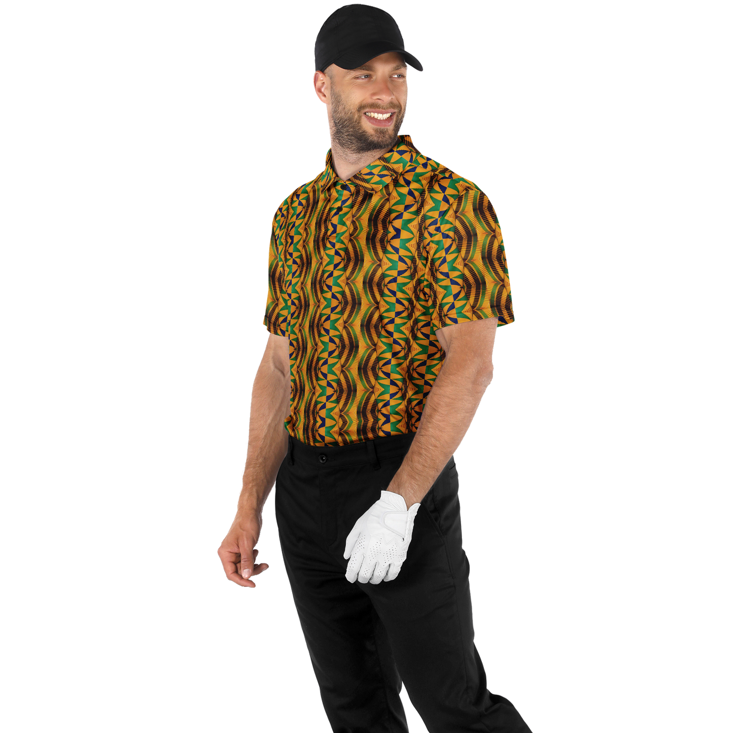 Men's African Kente Geometric Pattern All-Over Print Polo Shirt