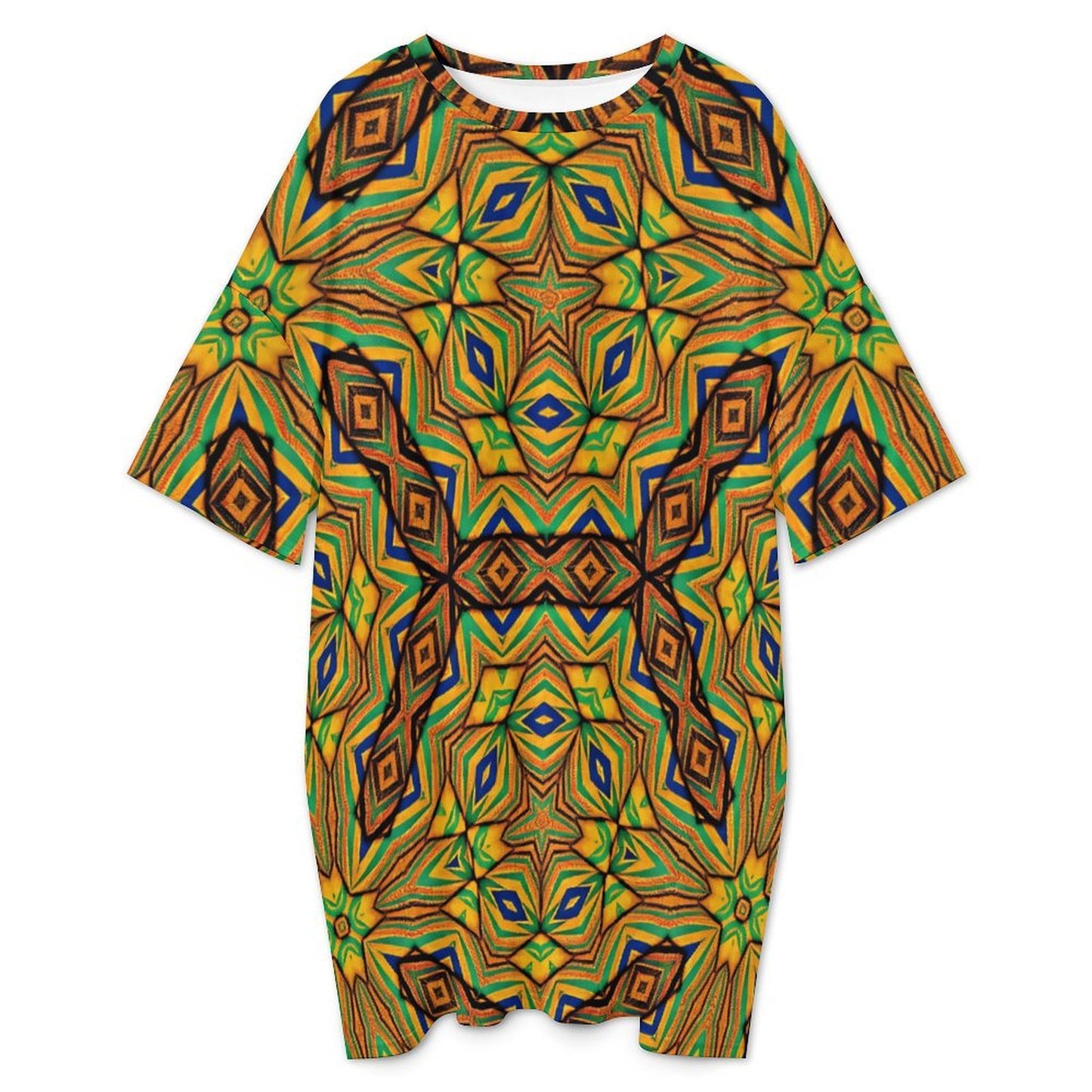 Women's Kaleidoscope Geo Pattern Oversized T- Shirt Loungewear