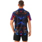 Men's Blue & Red Kaleidoscope Pattern All Over Print Spread Collar Short Sleeve Button-Down Shirt