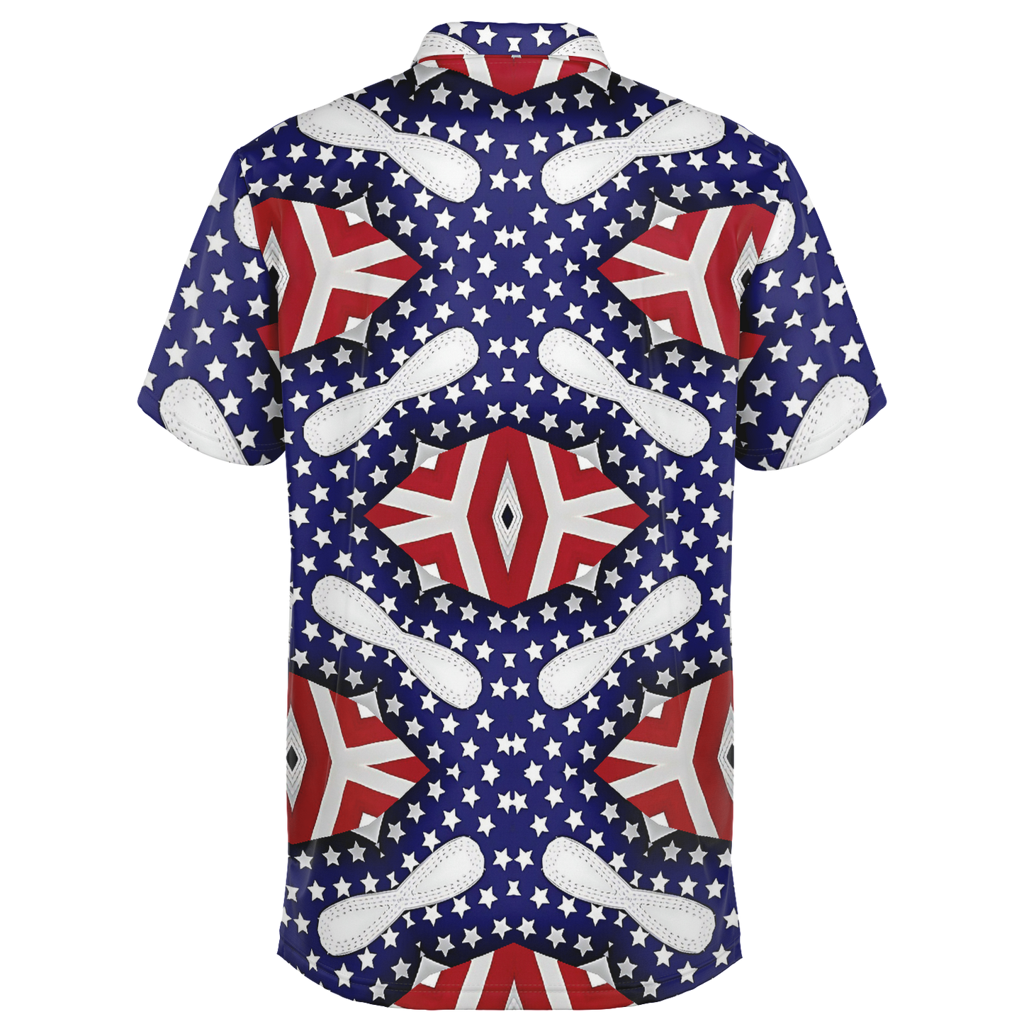 Men's Red White Blue Geometric Pattern All-Over Print Polo Shirt