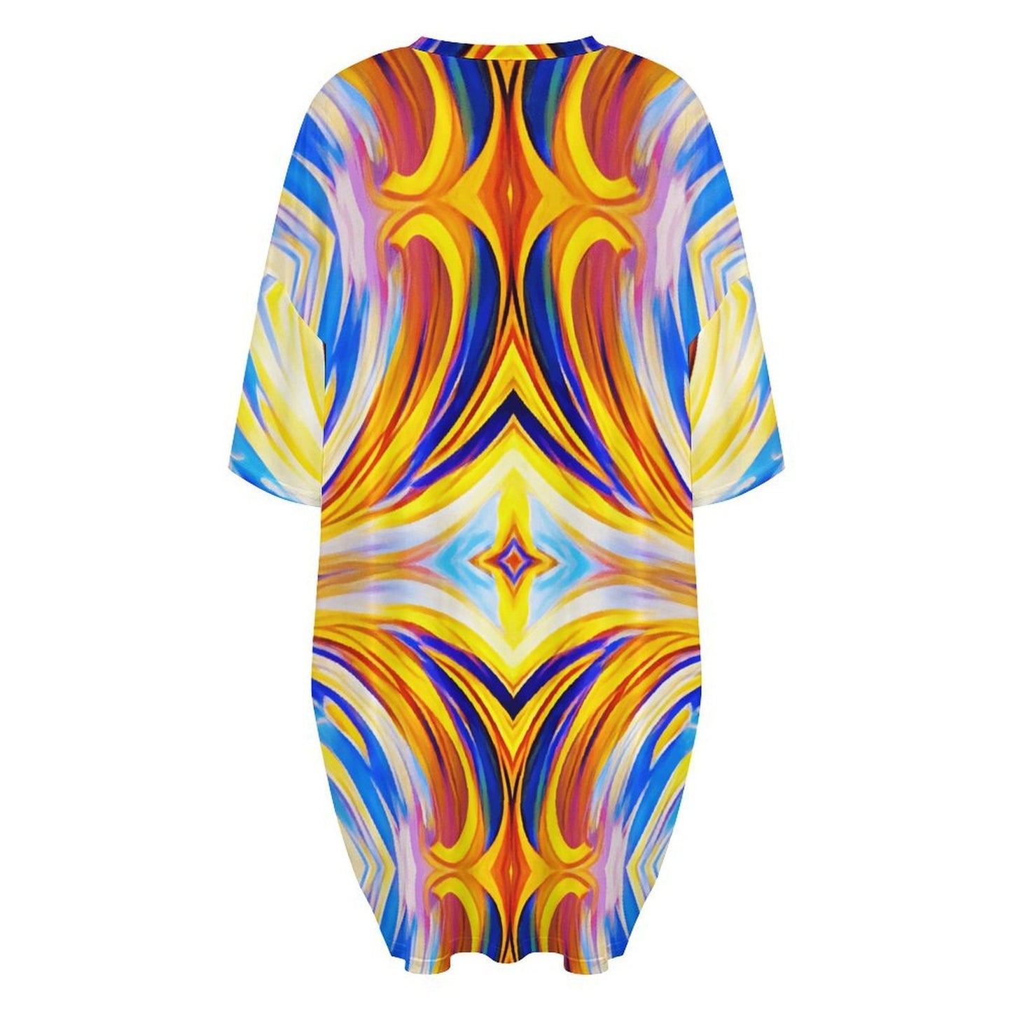 Women Abstract Sunburst Pattern All Over print Women's Oversized T- Shirt Loungewear