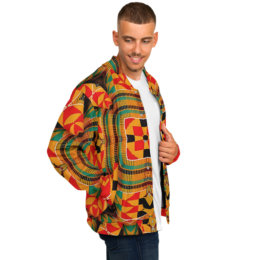Men's Vibrant African Kente-Inspired Pattern All-Over Print Baseball Jacket