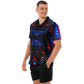 Men's Blue & Red Kaleidoscope Pattern All Over Print Spread Collar Short Sleeve Button-Down Shirt