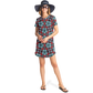 Women's Red, Green & White Teal Aztec Geo Pattern All-Over Print T-Shirt Dress