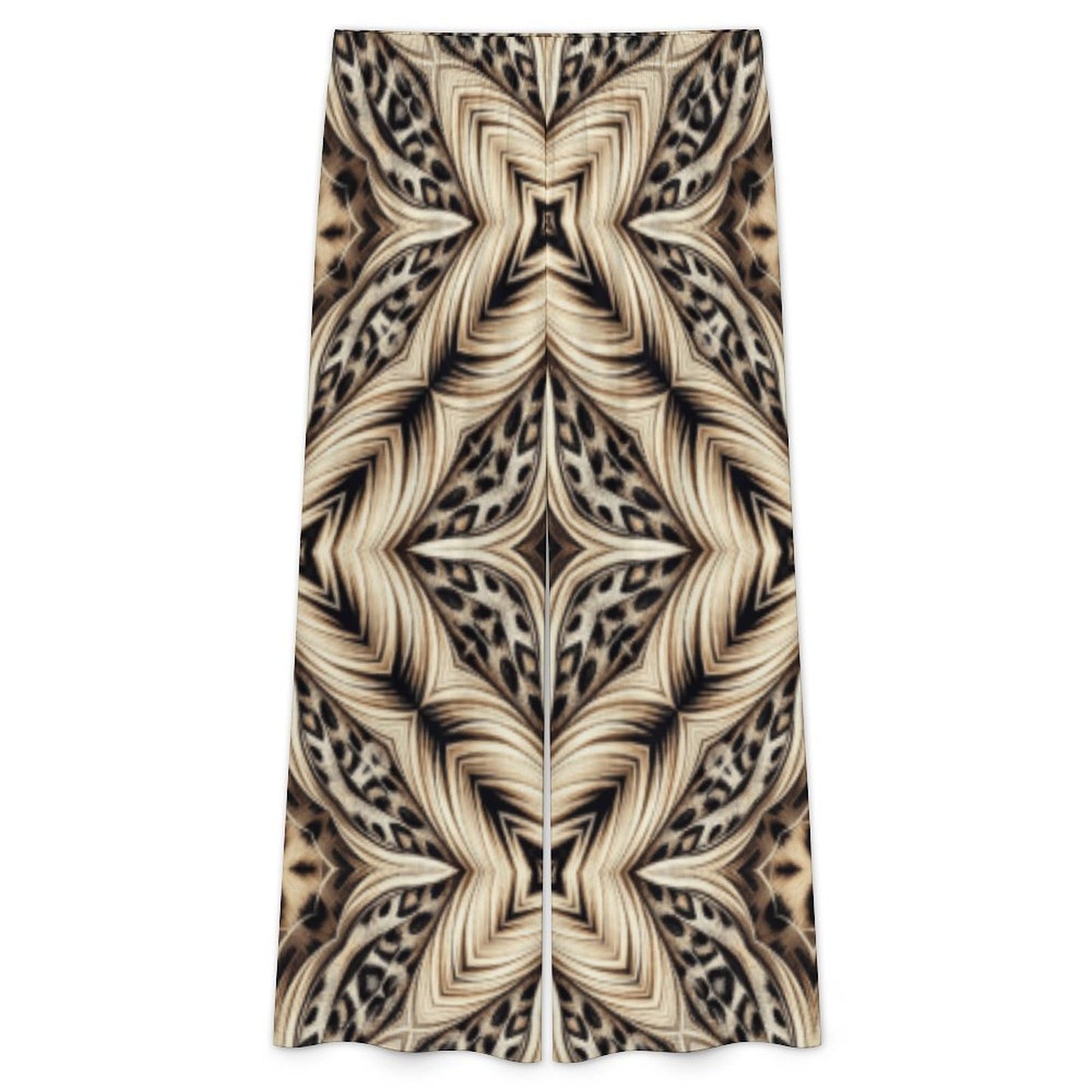 Women's Geometric Kaleidoscope Brown Pattern All Over Print Side-Tie Short Sleeve Top & Wide-Leg Pants Set