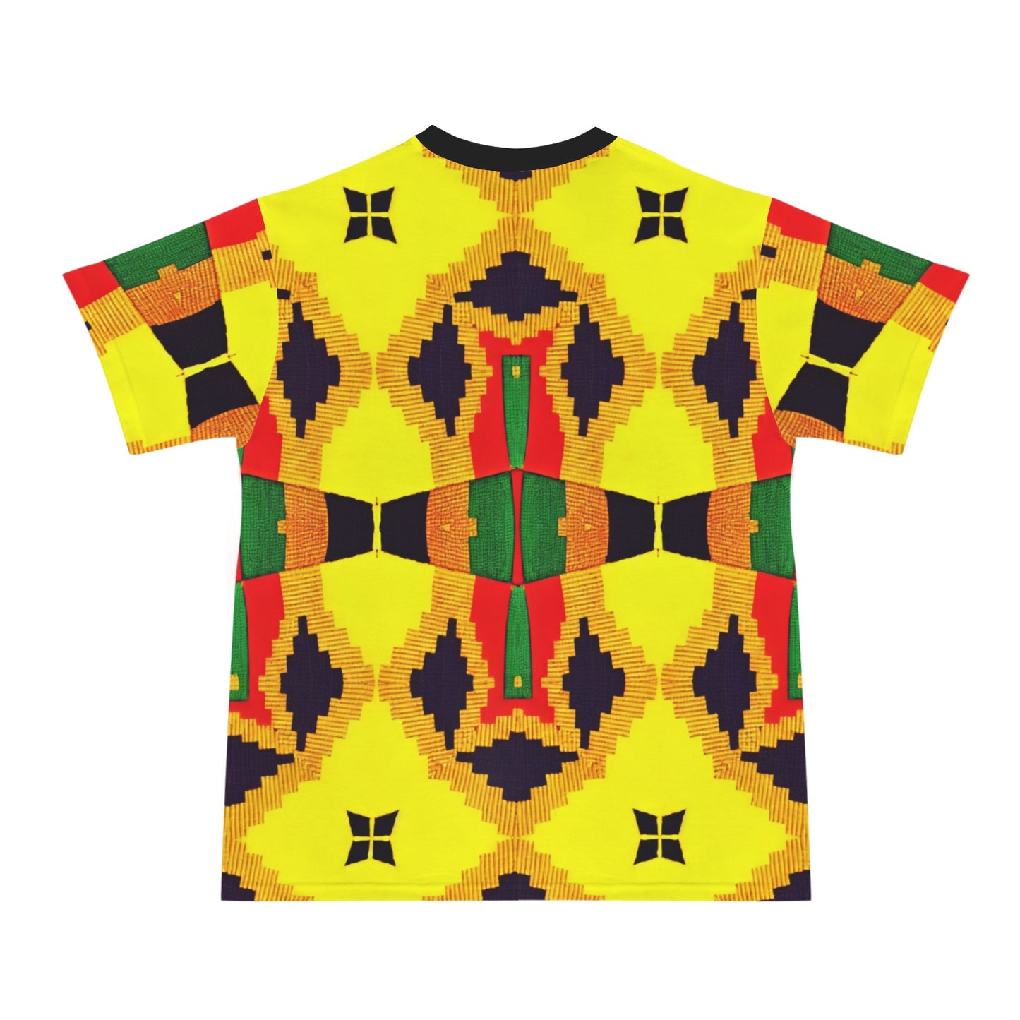 Men's Bold African Print Pattern All Over Print Cut & Sew Ribbed Collar T-Shirt