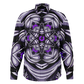 Men's Kaleidoscope Purple Pattern Spread Collar Long Sleeve Button-Down All Over Print Shirt.