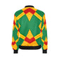 Women Bold Green, Red & Gold African Kente-Inspired Pattern All-Over Print Bomber Jacket