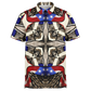 Men's Patriotic Stars & Cross Kaleidoscope Pattern All-Over Print Polo Shirt