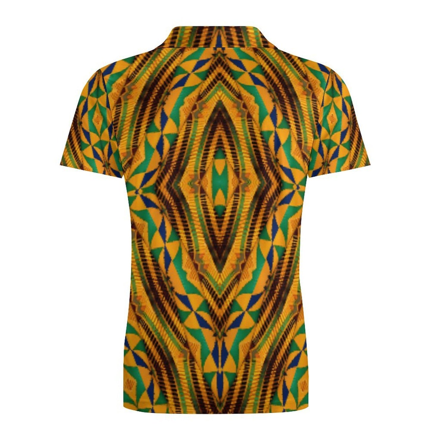 Men's Bold African Kente Inspired Pattern All-Over Print Premium Ice Silk Polo Shirt