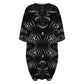 Women's Black & Silver Symmetry Pattern All-Over Print Oversized T- Shirt Loungewear