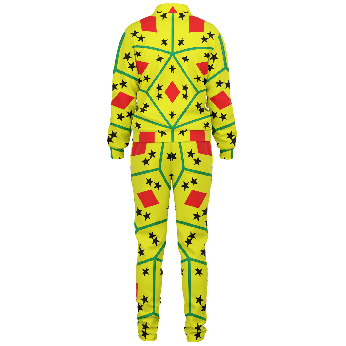 Women's Red Yellow Green Black Stars Track Jacket and Pants