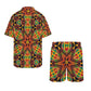 Men's African Kente Geometric Star Pattern All-Over Print Hawaiian Shirt & Shorts Set