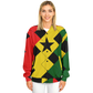 Women's Ghana Flag & Black Star Pattern All-Over Print Baseball Jacket