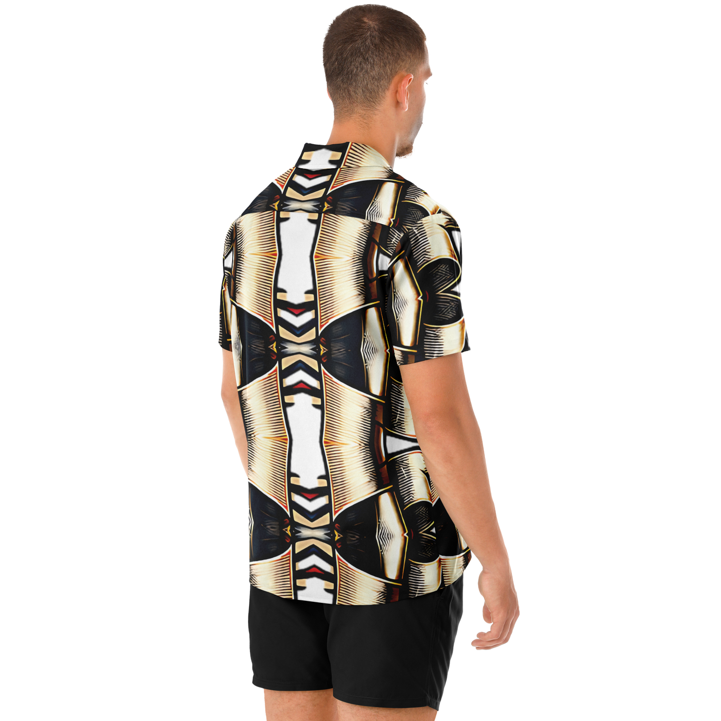 Men's Spread Collar Short Sleeve Button-Down Shirt