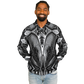 Men's Black & Silver Symmetry Pattern All-Over Print Baseball Jacket